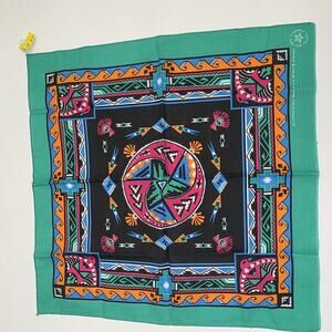 Vintage Wamcraft Bandana Scarf Southwestern Aztec Print Made In USA 21’’x 21’’